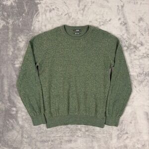 Dunnes Merino Wool Sweater Women's Large 42 Chest Khaki Green Crew Neck Pullover